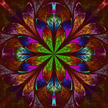 vitray pencere tarzı çok renkli güzel fractal.