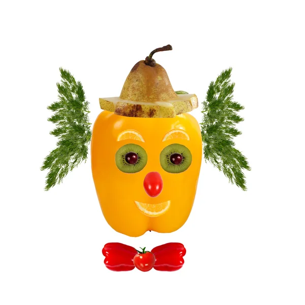 Healthy eating. Funny face made of vegetables and fruits — Stock Photo, Image