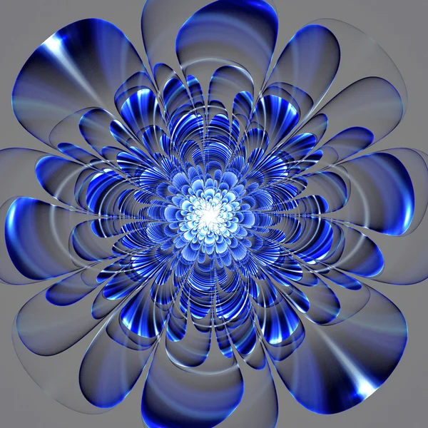 Schöne blaue Blume auf grauem Hintergrund. Computer erzeugt — Stockfoto