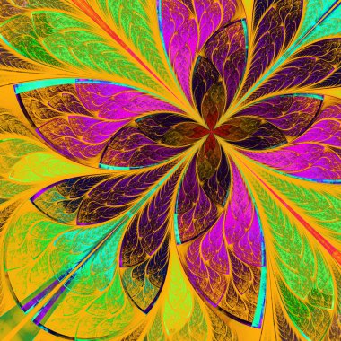 vitray tarzı güzel fractal çok renkli çiçek