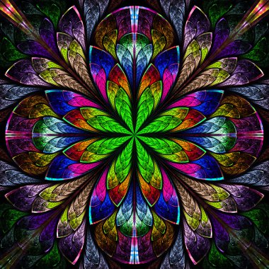 vitray pencere tarzı çok renkli güzel fractal.