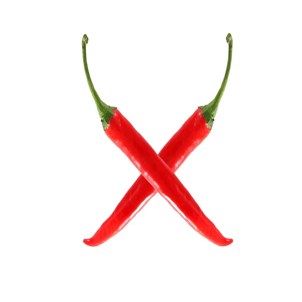 Czcionki z czerwona papryczka chili na białym tle biały - litera x — Zdjęcie stockowe