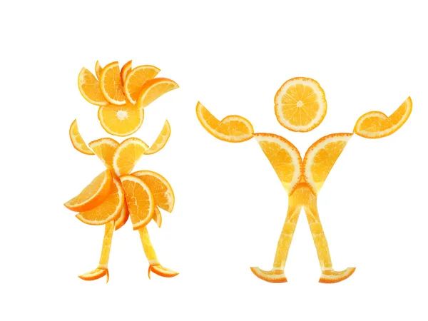 Healthy eating. Funny little pair made of the orange slices. — Stock Photo, Image