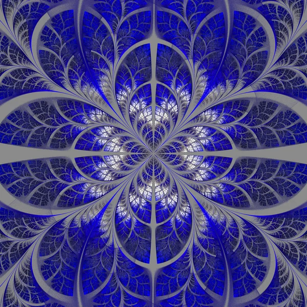 Symmetrical pattern of the leaves in blue and gray. Collection - — Stock Photo, Image