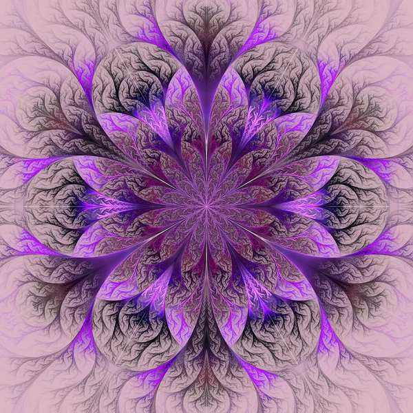 Kwiat piękny fraktal w fioletowy, bordowy i szary. komputer ge — Zdjęcie stockowe
