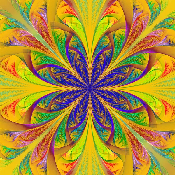 Schöne mehrfarbige fraktale Blume. Computergenerierte Grafik — Stockfoto