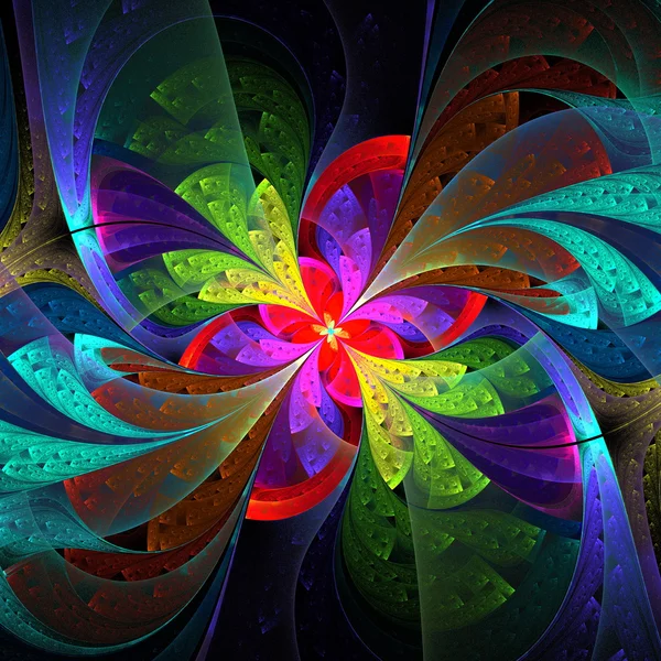 Multicolor beautiful fractal flower. Computer generated graphics — Stock Photo, Image