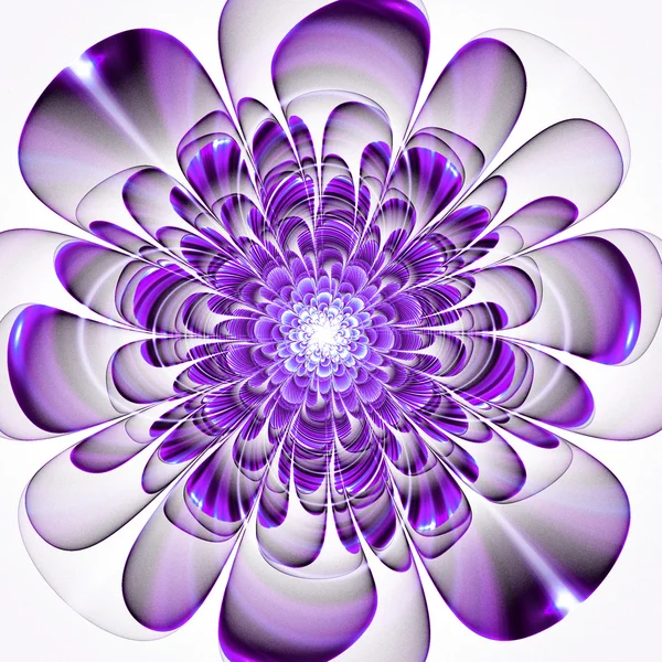 Hermosa flor púrpura sobre fondo blanco. Ordenador generado — Foto de Stock