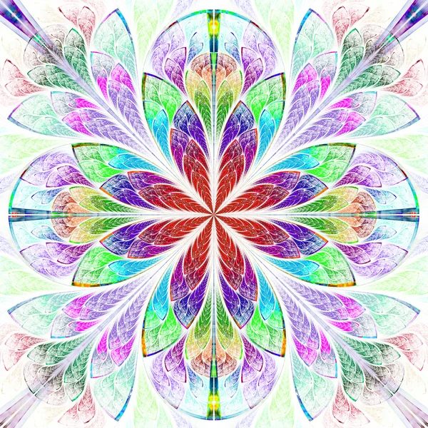 Multicolor fractal pattern in stained glass window style. — Stock Photo, Image