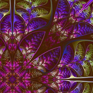 köşegen simetrik desen yaprak mavi ve mor. Col