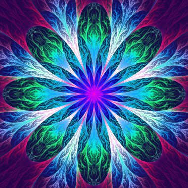 güzel fractal çiçek pembe ve mavi. oluşturulan bilgisayar gr