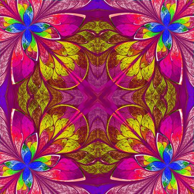 çok renkli güzel fractal vitray pencere stili. comp