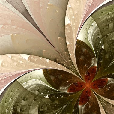güzel fractal çiçek bej, kahverengi ve yeşil. bilgisayar gen