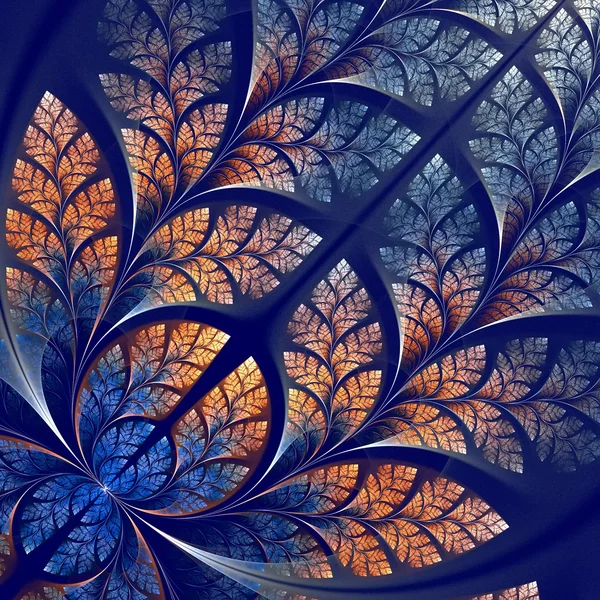 Fabulous fractal pattern in blue and beige. Collection - tree fo — Stock Photo, Image
