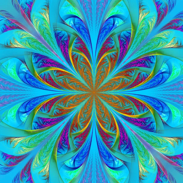 Belle fleur fractale multicolore. Graphiques générés par ordinateur — Photo