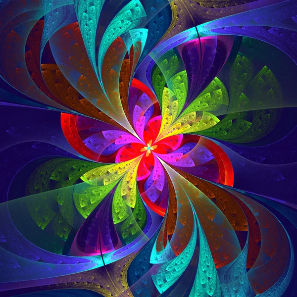 Multicolor beautiful fractal flower. Computer generated graphics — Stock Photo, Image