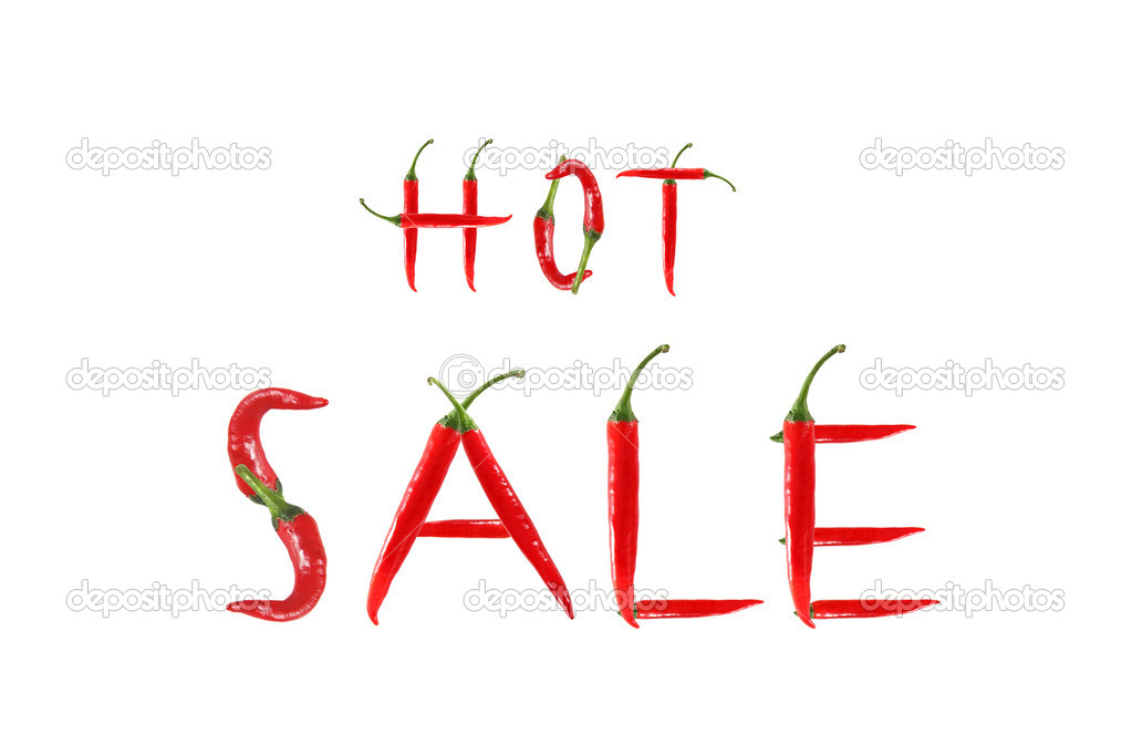 Picture of the word HOT SALE written with red chili peppers