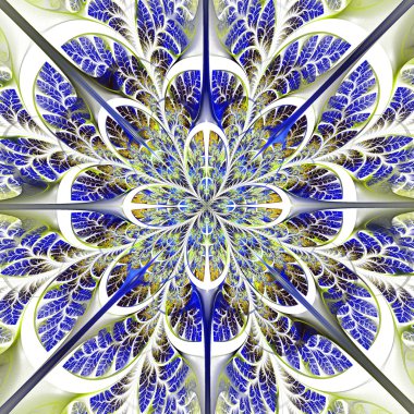 mavi ve gri yapraklar simetrik desen.