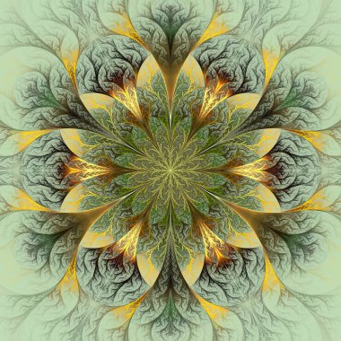 kahverengi, yeşil ve gri güzel fractal çiçek.