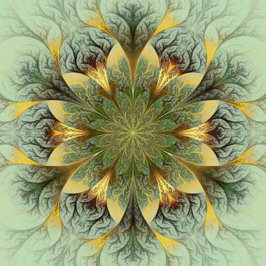 Beautiful fractal flower in brown, green and gray. clipart