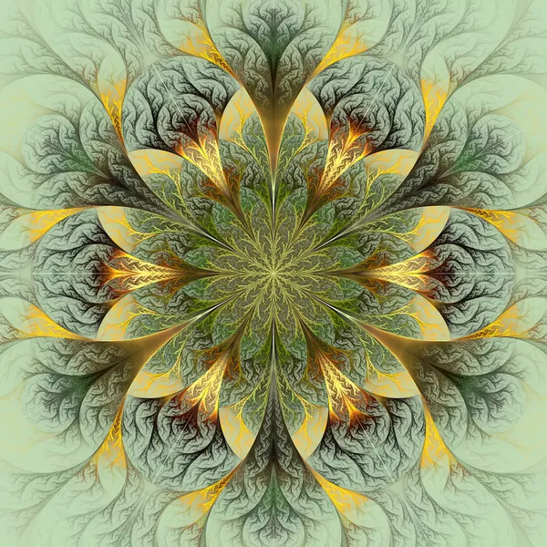 Beautiful fractal flower in brown, green and gray. — Stock Photo, Image