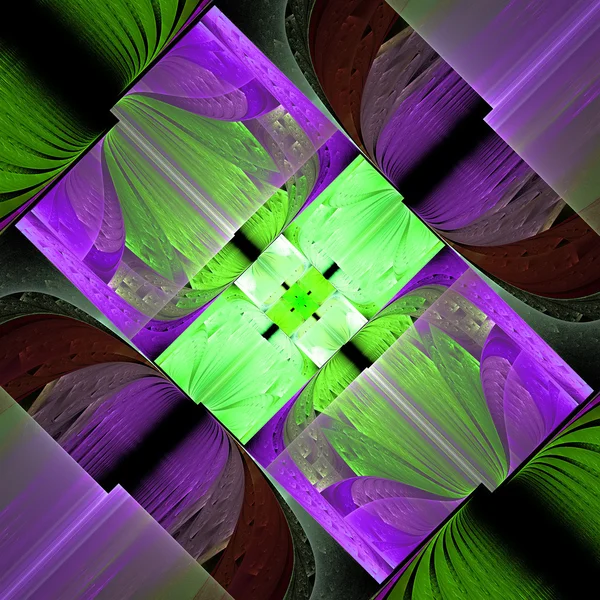 Fractale patroon in groen en paars. computer gegenereerde graphics — Stockfoto