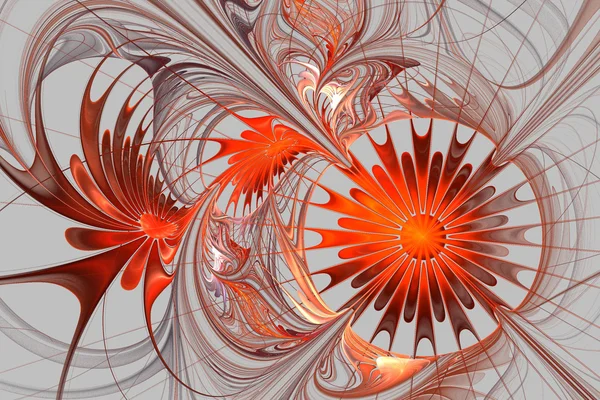Fond de fleur. Palette orange et grise. Conception fractale . — Photo