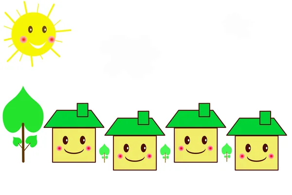 Family houses cartoon style — Stock Photo, Image