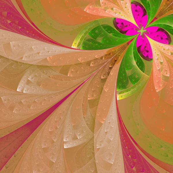 Piękny fraktal kwiat w kolorze zielonym i różowym. wygenerowane komputerowo — Zdjęcie stockowe