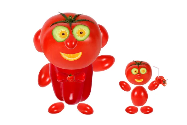 Dwie zabawne mały pomidor wygląda i się uśmiecha — Zdjęcie stockowe