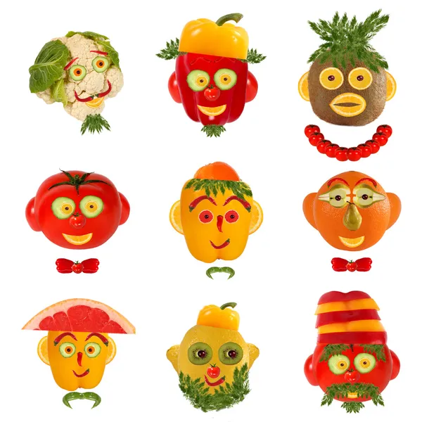 Gıda kavramları yaratıcı bir dizi. birkaç komik portre gelen sebze