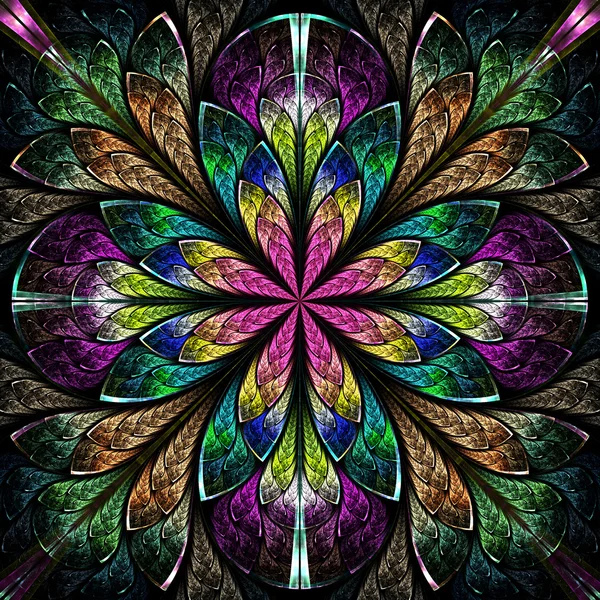 Multicolor hermoso fractal en estilo vidriera . —  Fotos de Stock
