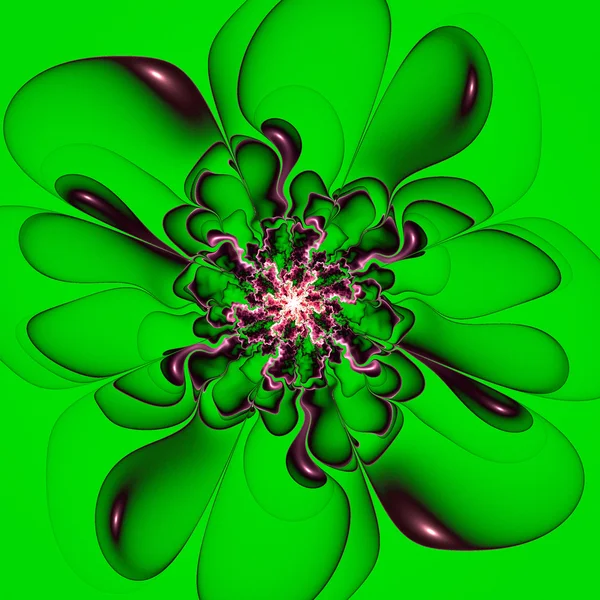 Belle fleur de contour sur fond vert. Généré par ordinateur — Photo