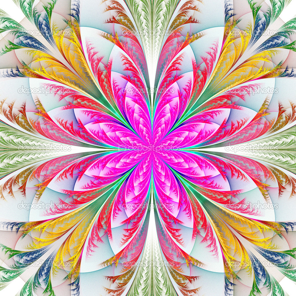 Beautiful multicolor fractal flower. Collection - frosty pattern