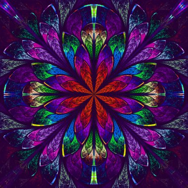 vitray pencere tarzı çok renkli güzel fractal.