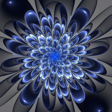 gri arka plan üzerinde güzel yemyeşil mavi çiçek. bilgisayar oluşturmak