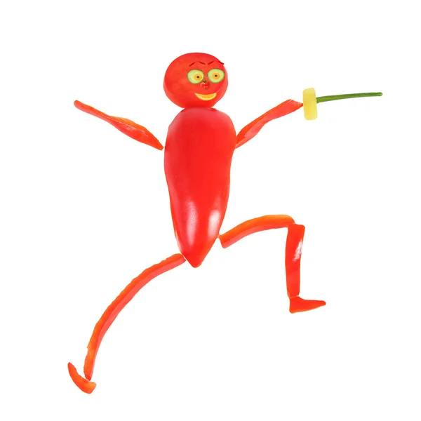 Alimentação saudável. Um homenzinho engraçado? ? de pimenta . — Fotografia de Stock
