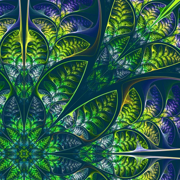 Diagonal symmetric pattern of the leaves in green and blue. — Stock Photo, Image