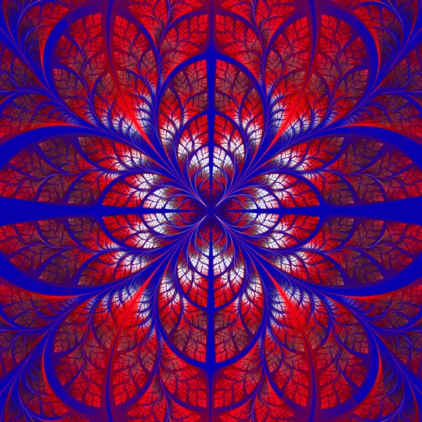 Symmetrical pattern of the leaves in blue and red. — Stock Photo, Image