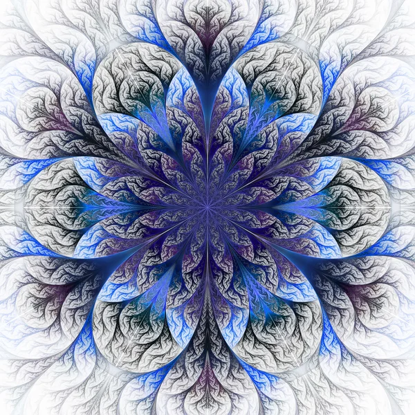 Belle fleur fractale en bleu et gris . — Photo
