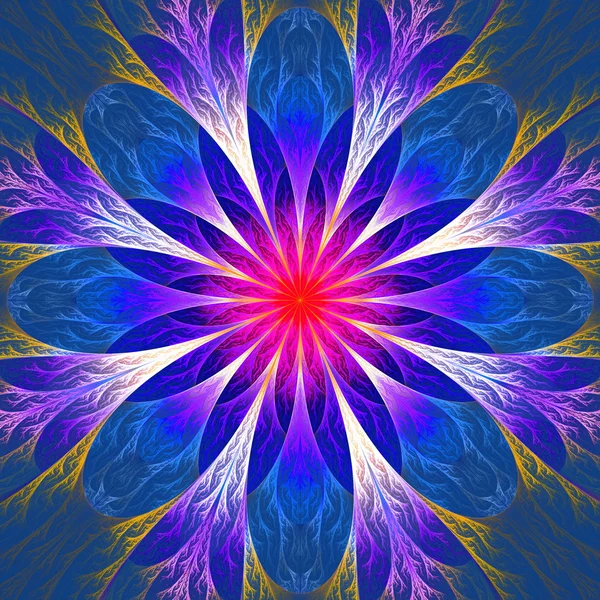 Bela flor fractal em rosa e azul . — Fotografia de Stock