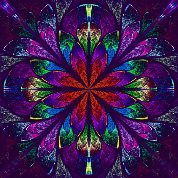 Multicolor beautiful fractal in stained glass window style. — Stock Photo, Image