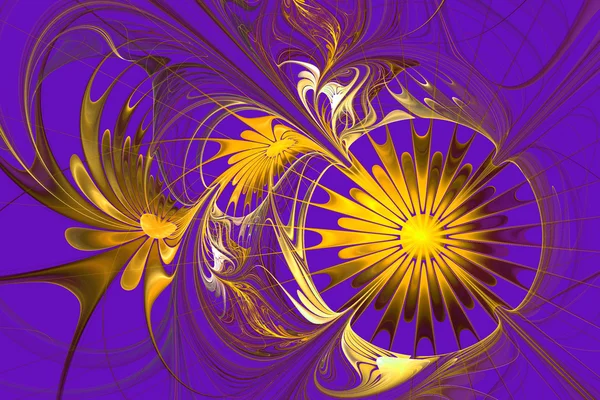 Blumenhintergrund. gelbe und blaue Palette. Fraktales Design. — Stockfoto