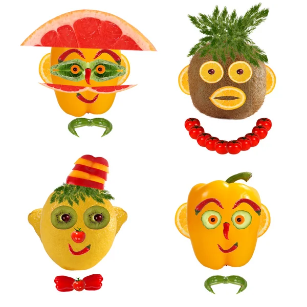 A creative set of food concepts. A few  funny portraits from veg — Stock Photo, Image