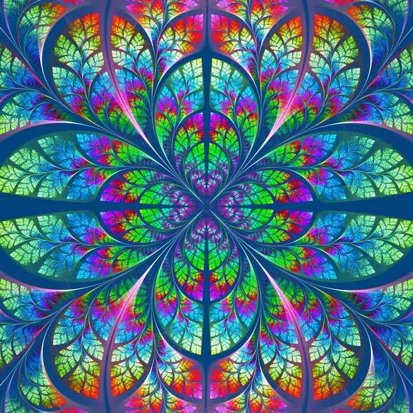 Multicolor fraktal fantastyczny wzór. kolekcja - drzewa liści. — Zdjęcie stockowe