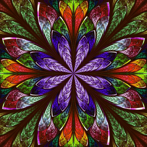 Multicolor beautiful fractal in stained glass window style. Comp — Stock Photo, Image