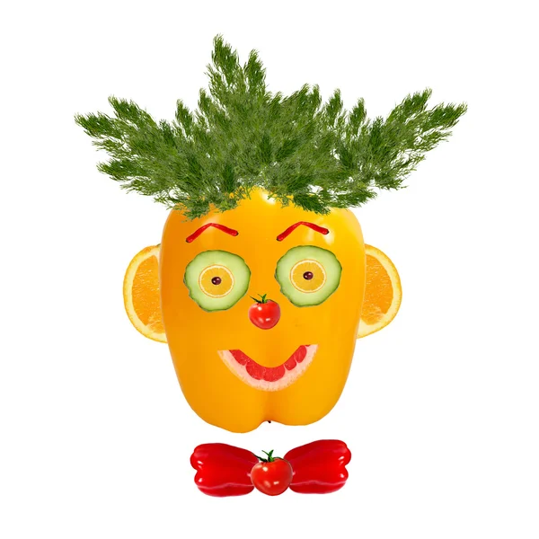 Smiling man portrait made of vegetables and fruits — Stock Photo, Image