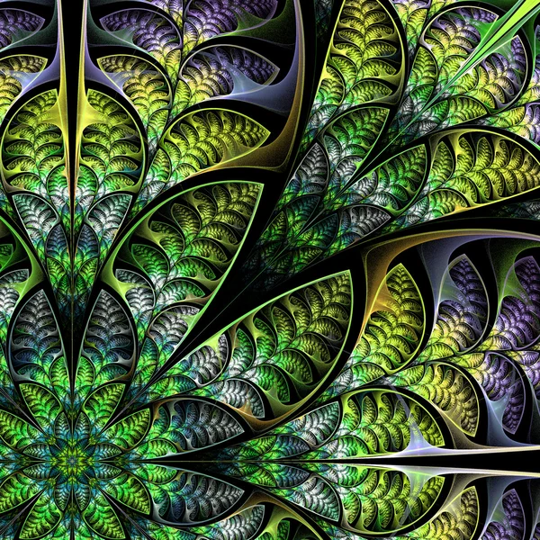 Diagonaal symmetrisch patroon van de bladeren in het groen. Collectie - — Stockfoto