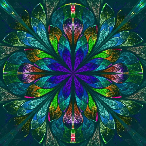 Multicolor belo fractal em estilo vitral. Comp — Fotografia de Stock