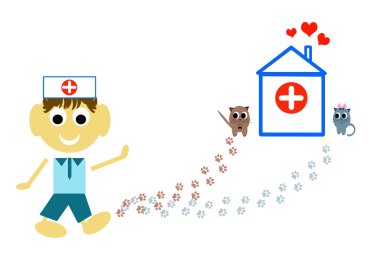 iki kedi için veteriner Doktor geldi